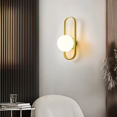 Aplique de Pared Bola Moderno de Vidrio con LED para Mesita Noche