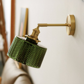 Aplique de Vidrio de Pared Verde Vintage Orientable para Dormitorio
