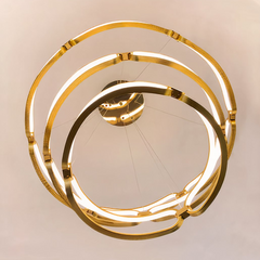 Lámpara colgante circular LED regulable de diseño moderno dorada para salón