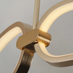 Lámpara colgante circular LED regulable de diseño moderno dorada para salón