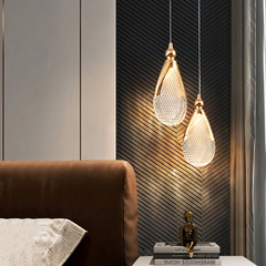 Lámpara Colgante Gota Araña LED Dorada para Dormitorio Moderno