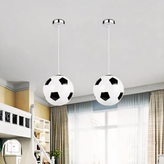 Lámpara colgante pelota de fútbol LED de vidrio para habitación infantil moderna