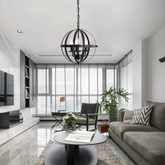 Lámpara de Araña Industrial de Metal en Esferas para Comedor