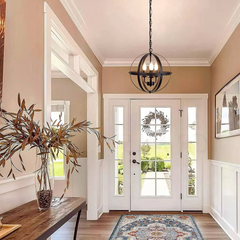 Lámpara de Araña Industrial de Metal en Esferas para Comedor