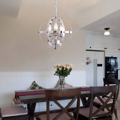 Lámpara de Araña Industrial de Metal en Esferas para Comedor