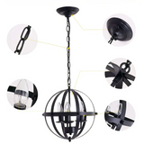 Lámpara colgante industrial vintage negra de metal con esfera para comedor