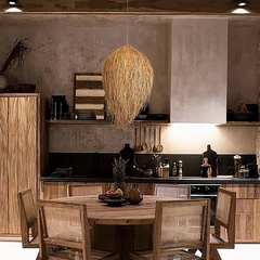Lámpara colgante de mimbre estilo boho art déco regulable en altura comedor