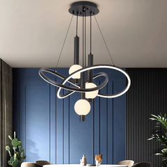 Lámpara Colgante de Diseño Araña Negra Moderna Regulable en Altura para Comedor