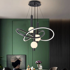 Lámpara Colgante de Diseño Araña Negra Moderna Regulable en Altura para Comedor