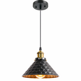 Lámpara colgante industrial negra LED cónica regulable en altura para comedor