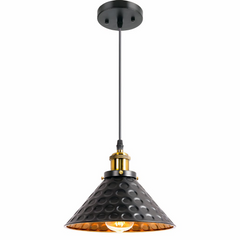 Lámpara colgante industrial negra LED cónica regulable en altura para comedor