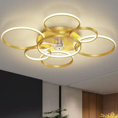 Lámpara de techo para salón diseño creativo circular con ventilador