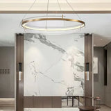 Lámpara colgante LED circular de lujo ligero para salón moderno