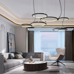 Lámpara colgante circular de metal para comedor moderno