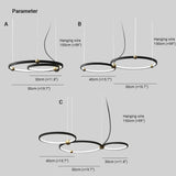 Lámpara colgante circular de metal para comedor moderno