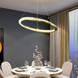 Lampara colgante aros LED diseño moderno y lujoso para salón