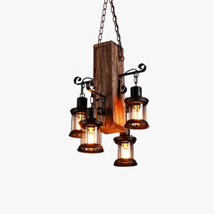 Lámpara colgante de restaurante de madera de barco estilo industrial retro