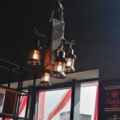 Lámpara colgante de restaurante de madera de barco estilo industrial retro