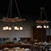 Lámpara colgante decorativa de madera de barco de estilo industrial vintage