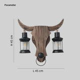 Aplique de pared rústico de madera cabeza de toro para salón
