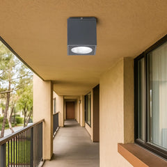 Focos de Superficie Exterior Impermeables de Metal Gris Moderno