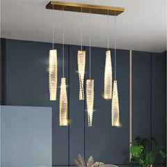 Lámparas de techo cristales colgantes diseño espiral LED dormitorio