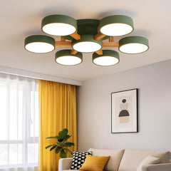 Lámpara de Techo de Madera Multicabezal Nórdica con LED para Salón