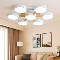 Lámpara de Techo de Madera Multicabezal Nórdica con LED para Salón