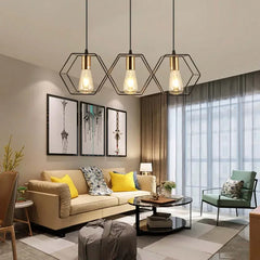 Lampara colgante comedor negra de estilo industrial y metálico