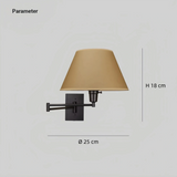 Aplique de pared de tela LED articulado con enchufe para mesita de noche