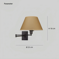 Aplique de pared de tela LED articulado con enchufe para mesita de noche