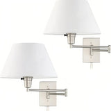 Aplique de pared de tela LED articulado con enchufe para mesita de noche