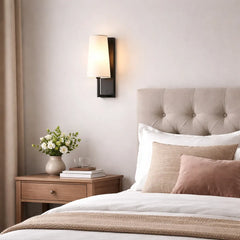 Aplique de Pared Tela Moderno con Base Negra para Mesita de Noche