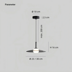 Lámpara colgante de cristal moderna LED regulable ahumada en forma de disco