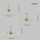 Lámpara de araña moderna de lujo en forma de flores doradas