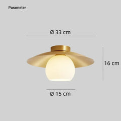 Lampara de Techo LED Nordic de Latón y Vidrio para Pasillos, Ø 33 cm