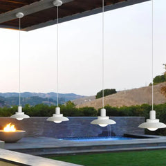 Lampara colgante exterior negra mate para terraza y jardín