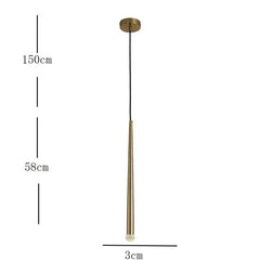 Lámparas colgantes doradas diseño moderno cilindrico para cabecera