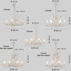 Lámpara Vintage de Araña Blanca Estilo Industrial con Forma de Astas