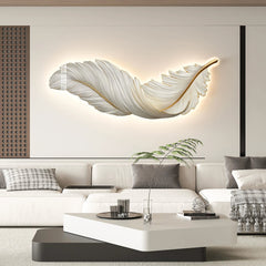 Aplique LED de pared moderno en forma de pluma horizontal para dormitorio y salón