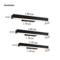 Aplique de pared exterior moderno negro rectangular con sensor de movimiento
