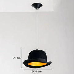 Lámpara Colgante Sombrero LED Moderna Regulable en Altura Negra para Comedor