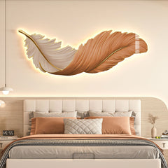 Aplique de Pared LED Moderno en Forma de Pluma Horizontal – Lámpara Decorativa para Dormitorio y Salón