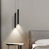 Lámpara colgante cilíndrica minimalista negra LED para mesita de noche
