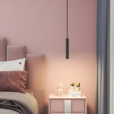 Lámpara Colgante Minimalista LED Altura Regulable Metal Negra Mesita de Noche