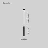 Lámpara colgante cilíndrica minimalista negra LED para mesita de noche