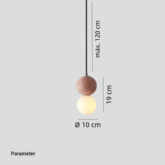 Lampara Colgante Cemento Nordico de Vidrio Esferas para Mesita de Noche