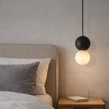 Lámpara colgante de cemento nórdica LED de dos esferas para mesita de noche