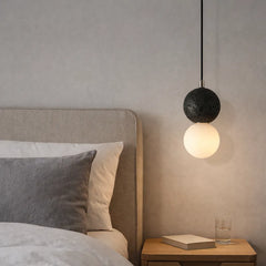 Lampara Colgante Cemento Nordico de Vidrio Esferas para Mesita de Noche
