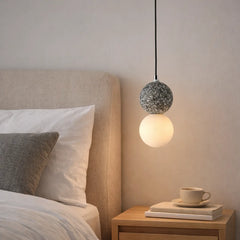 Lampara Colgante Cemento Nordico de Vidrio Esferas para Mesita de Noche